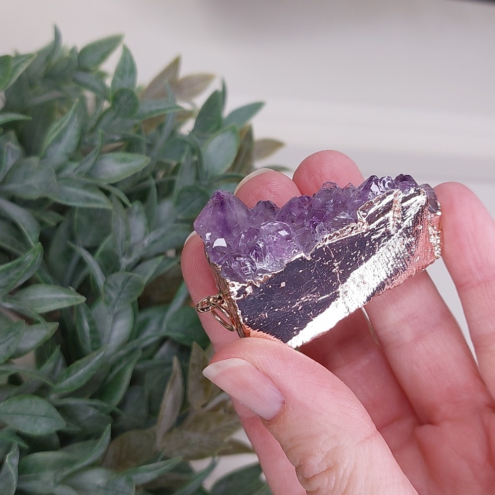 Large Amethyst Crystal Pendant,  Purple